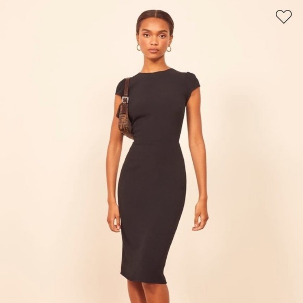 AUTH Reformation Maren Midi Dress Black